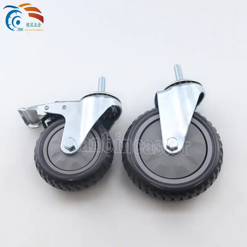 Industry Heavy Duty EU Style 5 Inch Swivel Rubber Castor Wheel Caster with Total Brake
