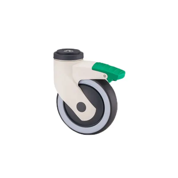 125mm Swivel Top Hole Medical Casters Top Plate Swivel Locking Black Medical Instrument Caster