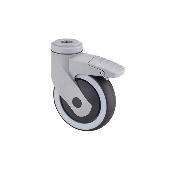 125mm Swivel Top Hole Medical Casters Top Plate Swivel Locking Black Medical Instrument Caster