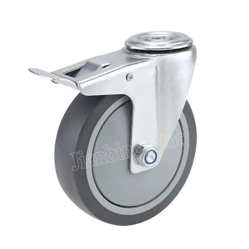 5 inch grey manufacturer of industrial bolt hole caster wheel silent sliding type TPR caster wheels