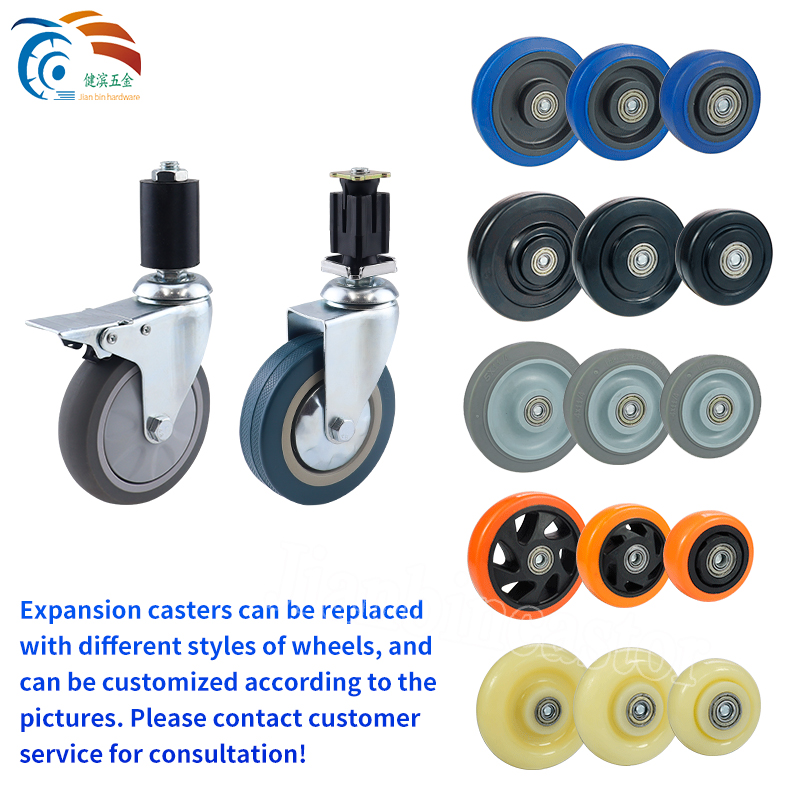 European style telescopic rod rubber/PVC/PU/TRP 75 100 125mm caster with brake wheel