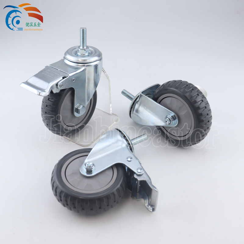 Factory 3/4/5 Inch Industrial Trolley Caster Wheel Load Weight 60/70/80 Kg PVC Medium Duty Swivel Caster Wheel with Brake