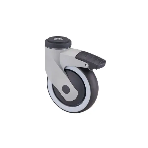 125mm Swivel Top Hole Medical Casters Top Plate Swivel Locking Black Medical Instrument Caster