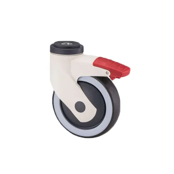 125mm Swivel Top Hole Medical Casters Top Plate Swivel Locking Black Medical Instrument Caster