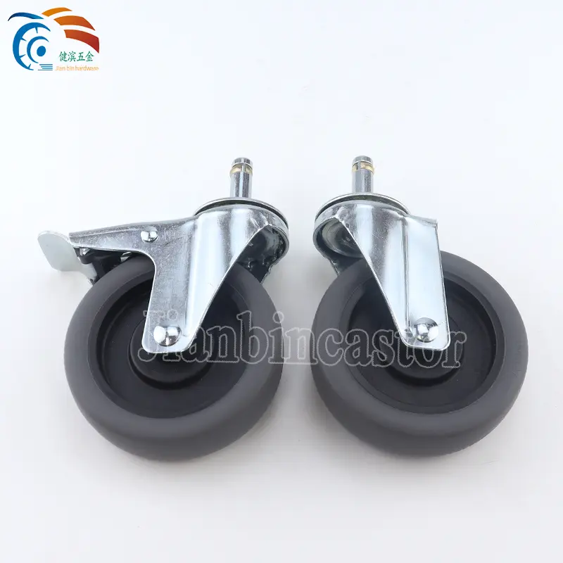 4 Inch with Inserted Link Copper Ring Gray TPR Plastic Casters Wheels PVC PU PP Nylon industrial caster wheels
