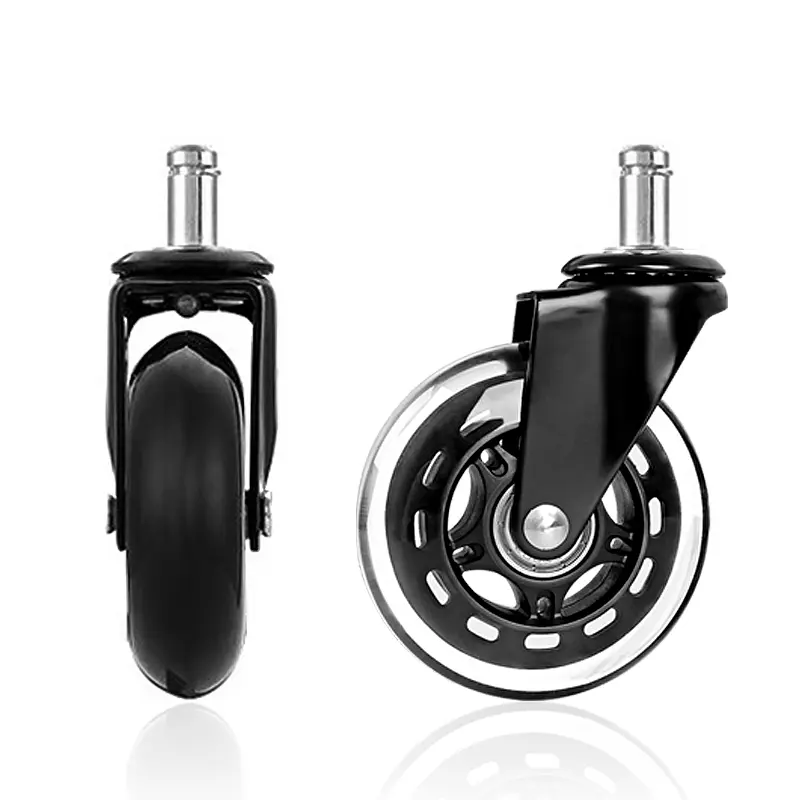 2/3 Inch Crystal PU Swivel Plate Clear Transparent Caster Decorative Wheels for Furniture Silent Exterior Casters