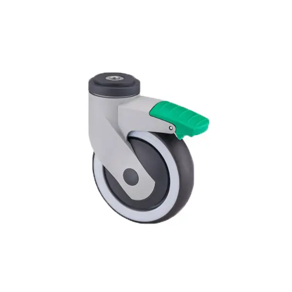 125mm Swivel Top Hole Medical Casters Top Plate Swivel Locking Black Medical Instrument Caster