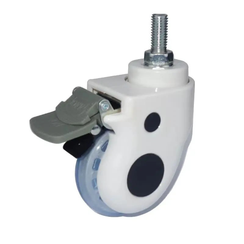 Grey TPR Round Swivel Heavy Duty Medical Plastic Hospital Bed Caster Stainless Steel Wheel Casters