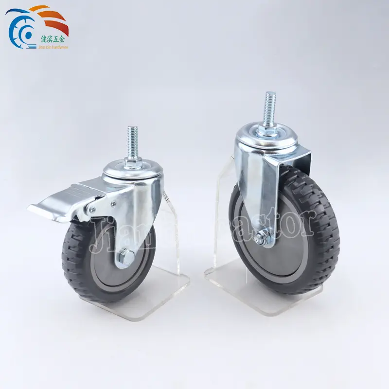 Industry Heavy Duty EU Style 5 Inch Swivel Rubber Castor Wheel Caster with Total Brake