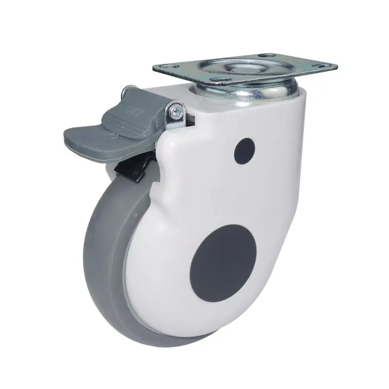 PU Medical Caster Wheels Double Lock Hospital Equipment Plate Medical Caster Wheels Twin Wheel Castors